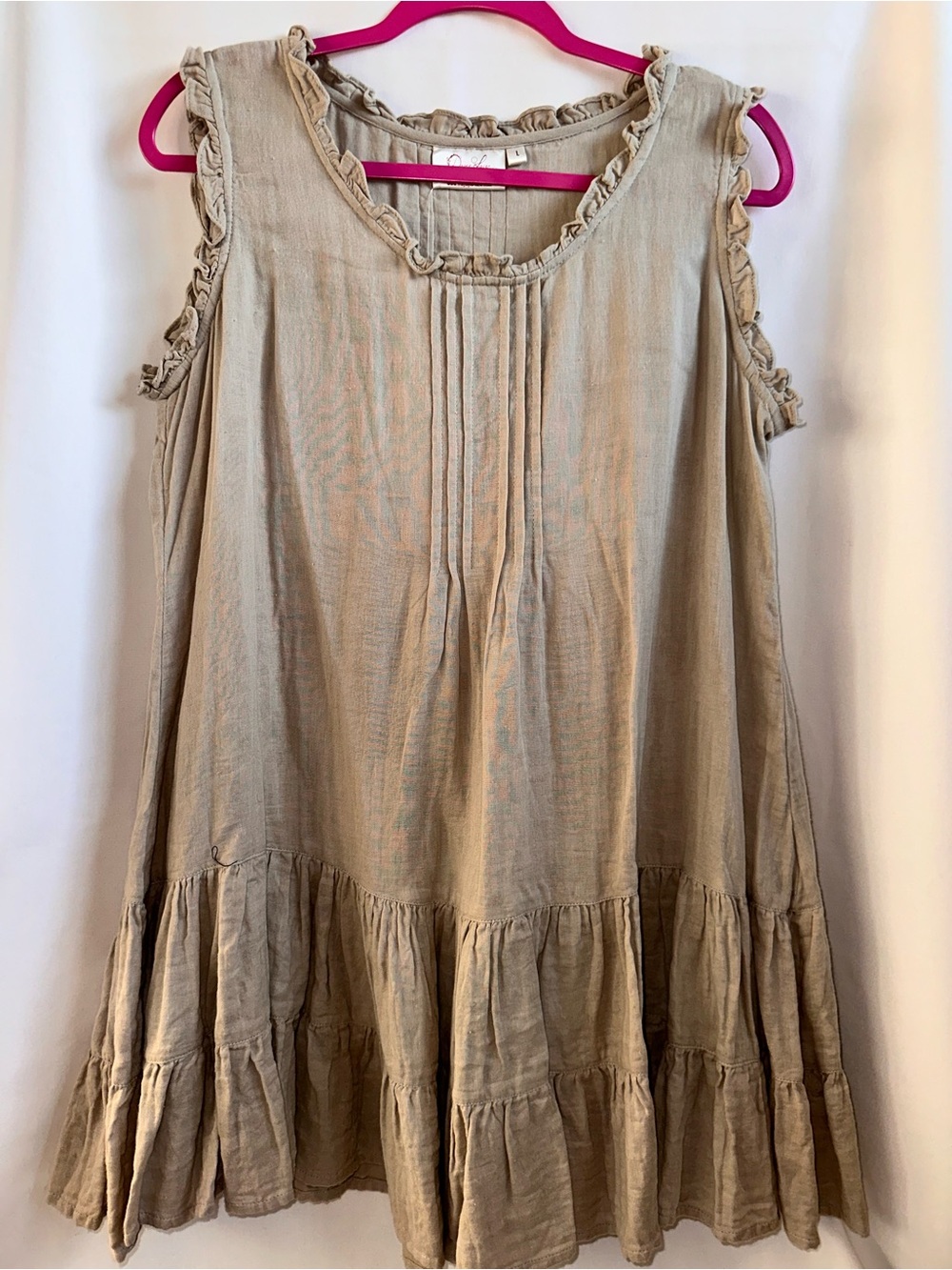 Ruffled Tiered Mini Dress in Tan
